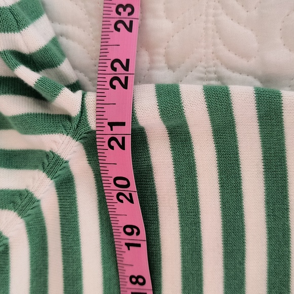 Lands" End NWT Green White striped button down knit cardigan Womens size L - Picture 10 of 14